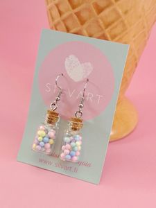 Purkkapallot pullossa-korvakorut